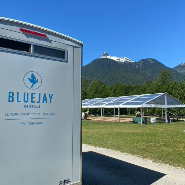 bathroom trailers at a farm event