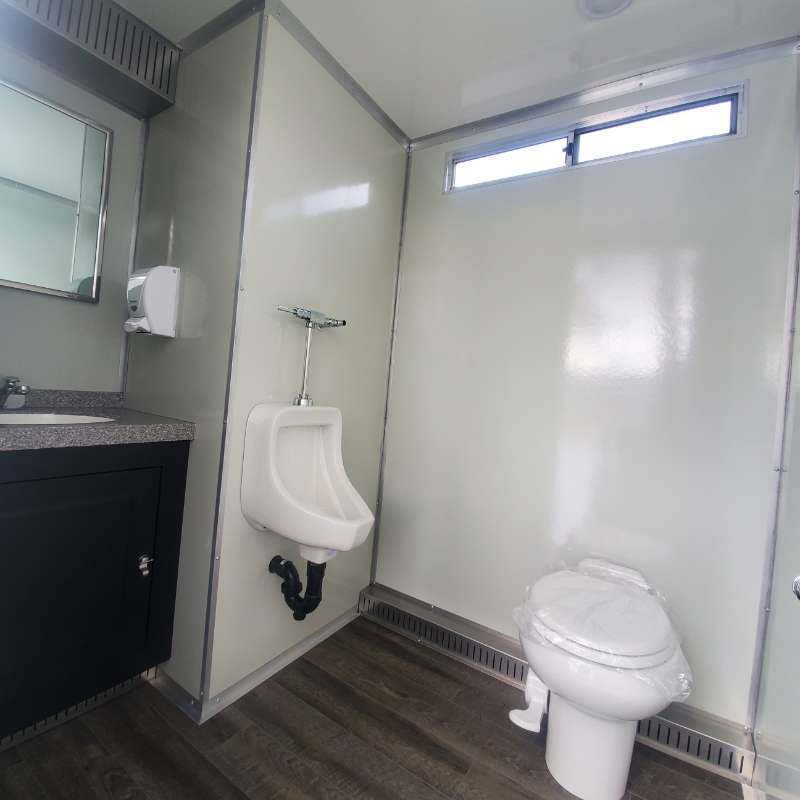 triple washroom trailer interior counter