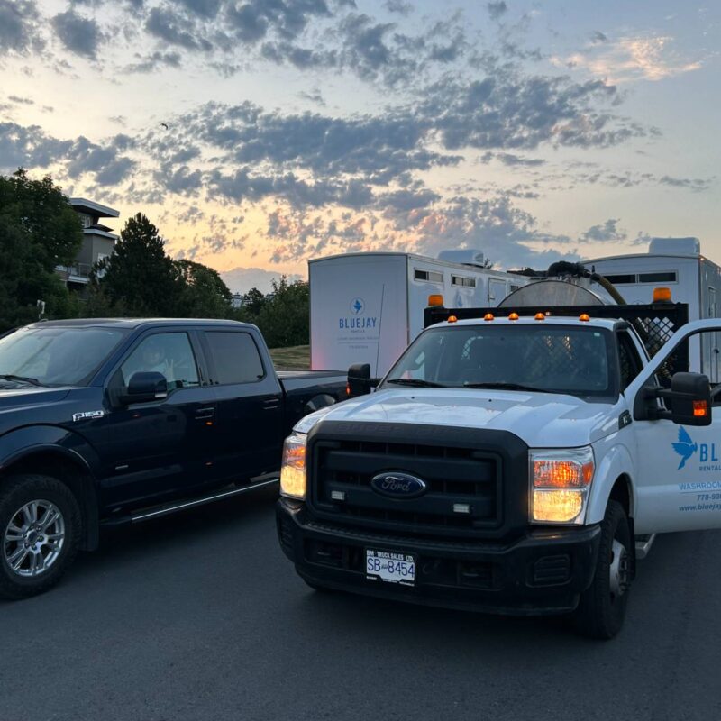 pulling washroom trailers for wedding