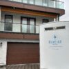new double washroom trailer outside house for workers