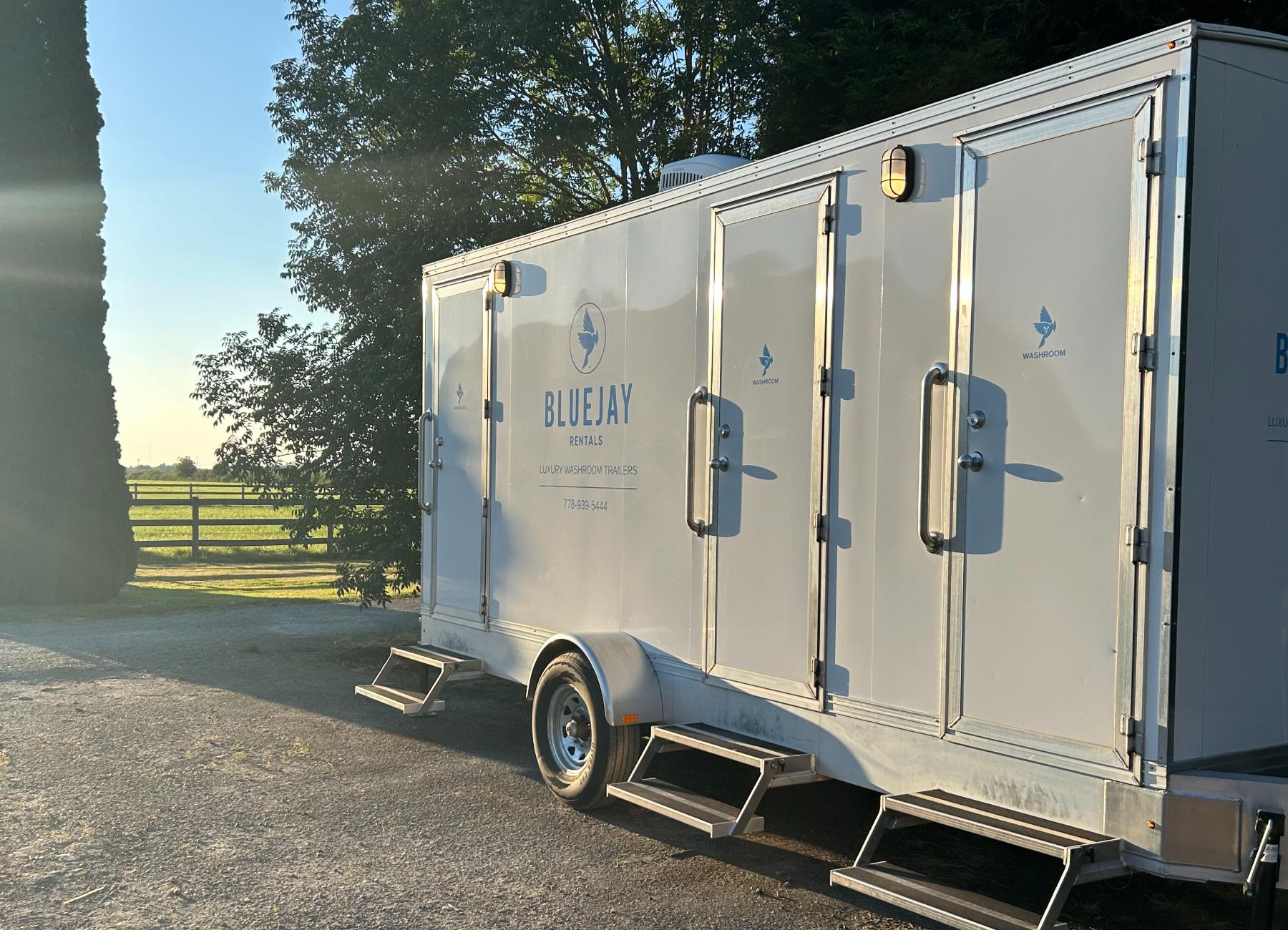 cleaned portable washroom trailer