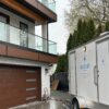 double portable bathroom trailer outside house private party