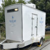washroom trailer outside construciton site