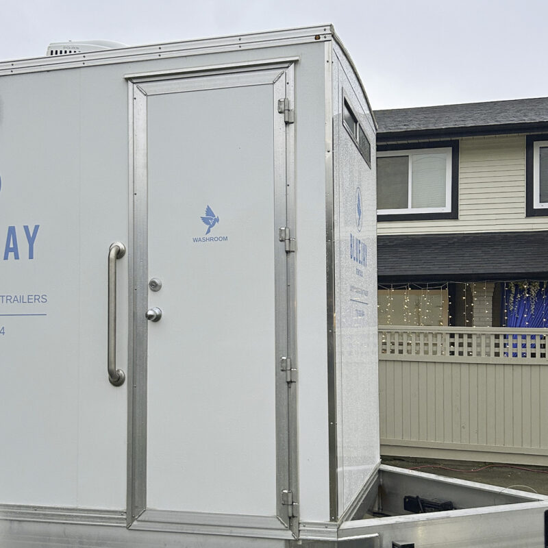 bathroom trailer for rent outside house for 50 people