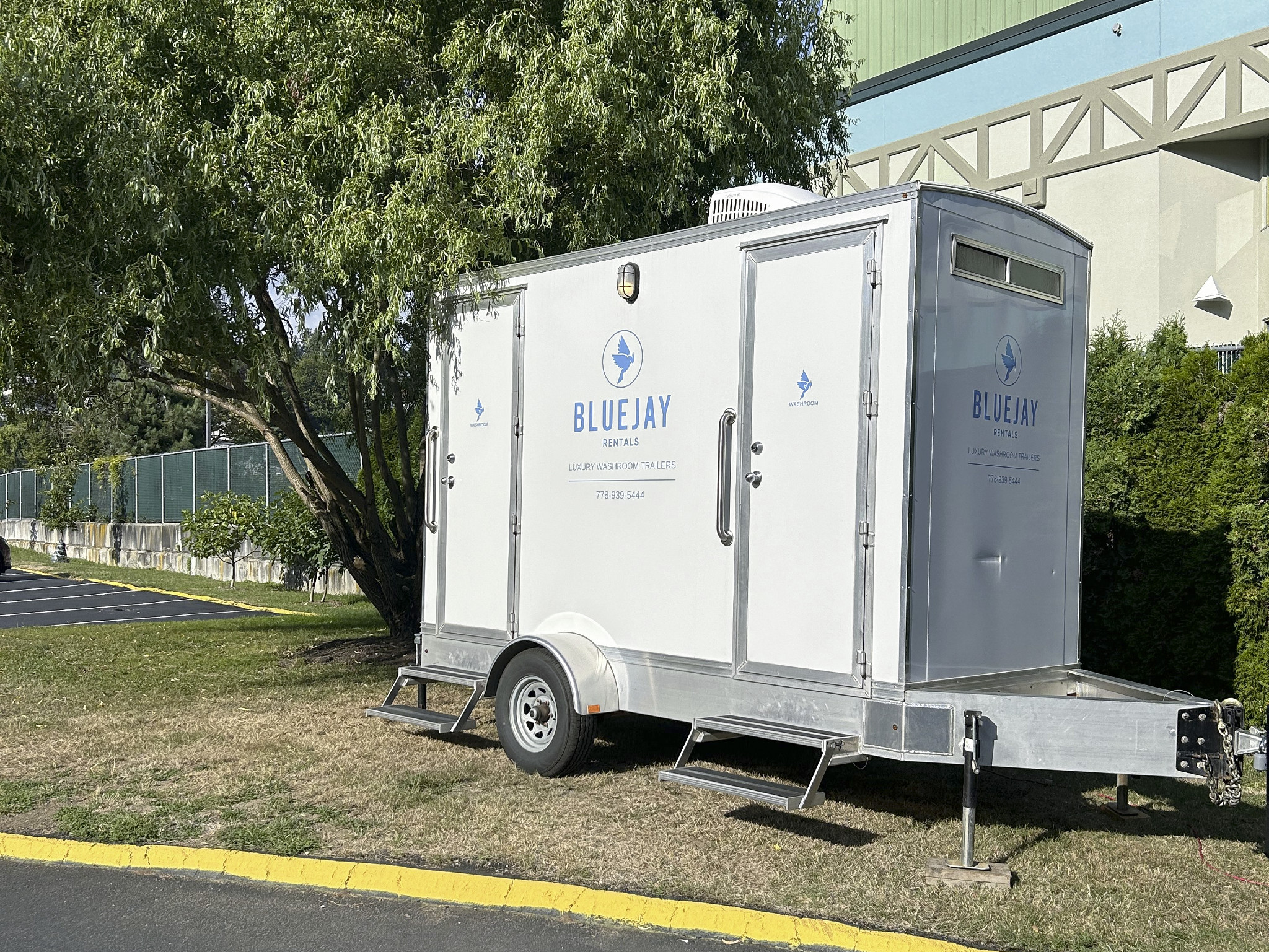 trailer parked outside venue for 100 people