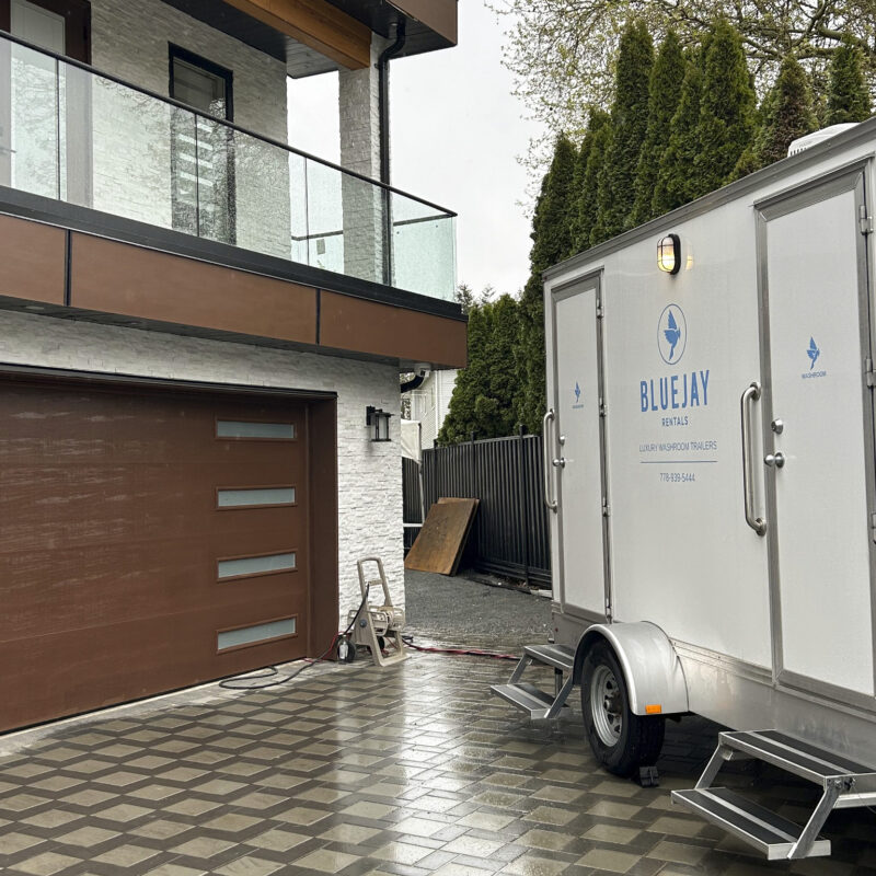 our washroom trailer outside a home