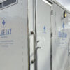 washroom trailer parked in driveway